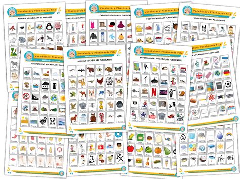 10 x Spanish Vocab Flashcards Bundle (Pack 1) | Teaching Resources