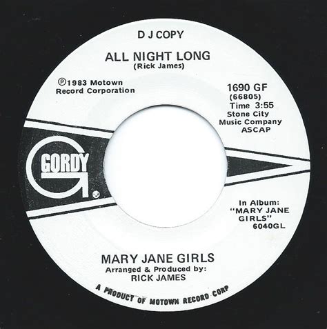 MARY JANE GIRLS ‎/ ALL NIGHT LONG (7") - HIP TANK RECORDS