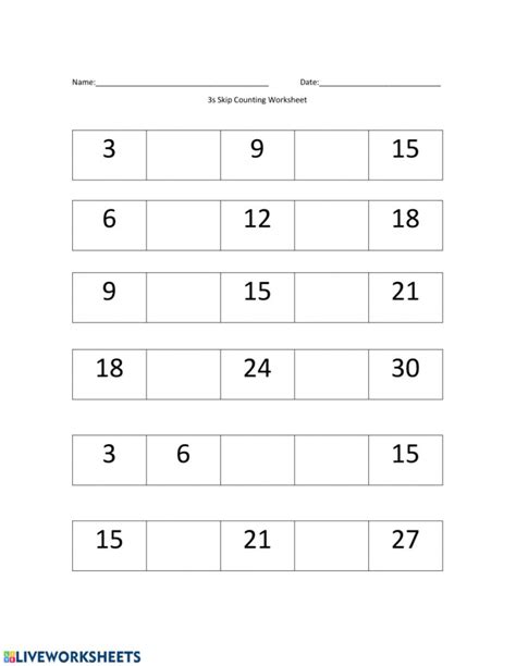 3s Skip Counting Worksheet Worksheet - CountingWorksheets.com