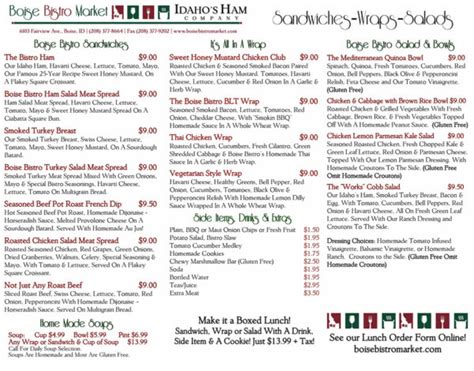 Lunch Menu | Box Lunches & Catering | Boise Bistro Market