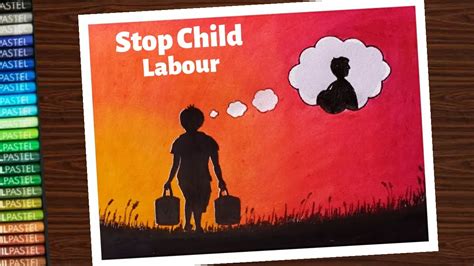 How to draw world day against child labour (Stop child labour) poster for beginners - step by ...