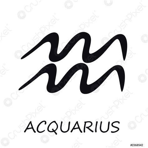 Aquarius zodiac sign black vector illustration Celestial silhouette air ...