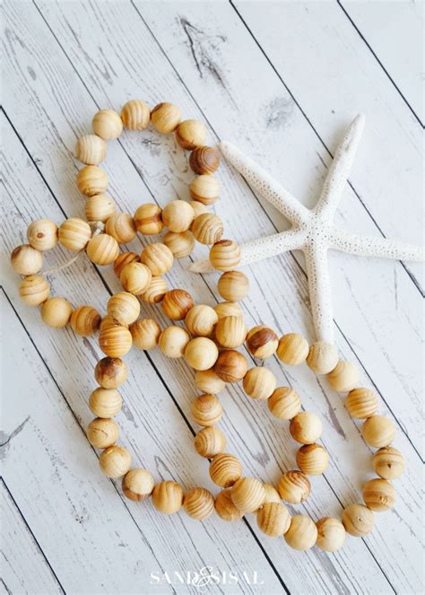 Easy Coastal Craft - DIY Wood Bead Strand - Sand and Sisal