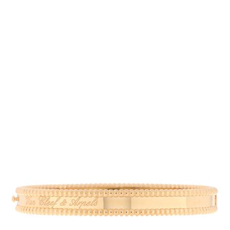 VAN CLEEF & ARPELS 18K Yellow Gold Perlee Signature Bangle Bracelet M 1340932 | FASHIONPHILE