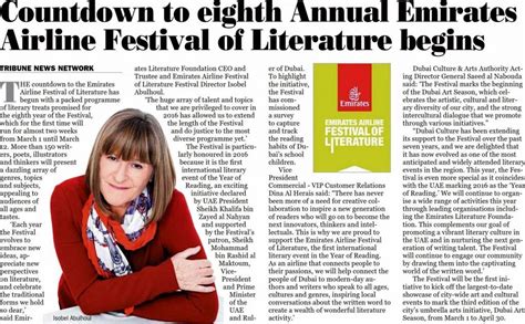 Qatar Tribune 27.02.2016 Pg 5 - Emirates Airline Festival of Literature.