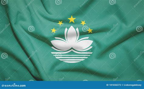 Macau Flag with Fabric Texture Stock Photo - Image of national, effect ...