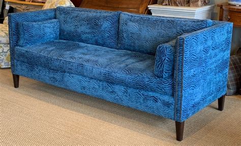 Contemporary Sapphire Blue Velvet Single Cushion Sofa at 1stDibs ...