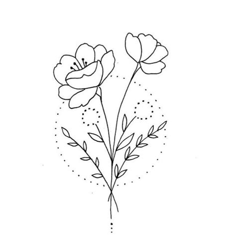 Flower Tattoo Line Drawing