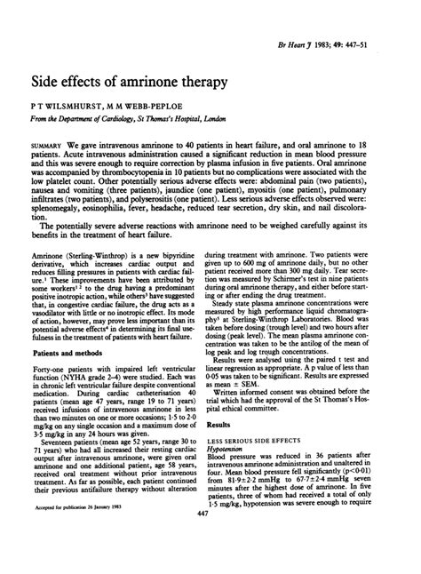 (PDF) Side Effects of Amrinone Therapy