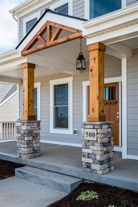 Gorgeous Front Porch Wood And Stone Columns Home Exteriors regarding measurements 1365 X 2048