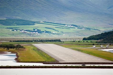 View of Airport Runway from Sea, Akureyri - Iceland Stock Photo - Image of forest, atlantic ...