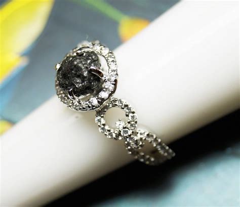 2.89 Cts Black Raw Diamond Ring, Black Diamond Ring, Black Uncut ...