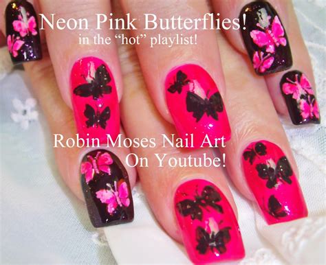 Nail Art by Robin Moses: "butterfly nails" nails nail art nailart "neon ...