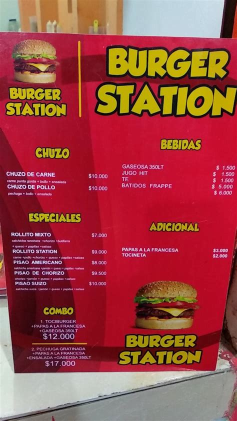 Menu at Burger Station restaurant, Cartagena