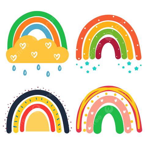 Cartoon Hand Set Vector Hd Images, Hand Drawing Cartoon Boho Rainbow ...