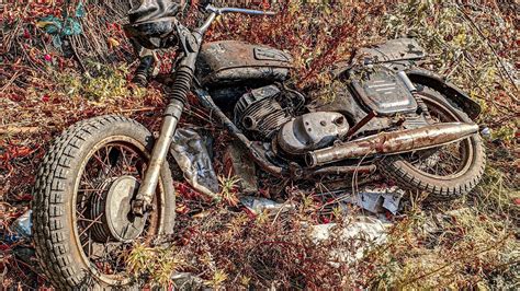 Motorcycle Restoration - Rusty Abandoned Motorcycle 1946 Years Old ...