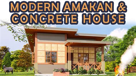 Low Budget House: Modern Half Amakan & Concrete House