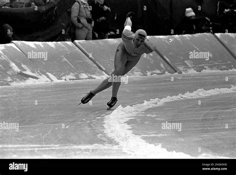 Eric Heiden of Madison, Wisconsin, races in the Winter Olympics 10,000 ...