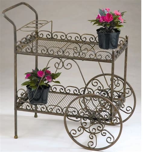 Indoor Plant Stand Garden Carts With Wheels Wet Bar Outdoor Steel ...