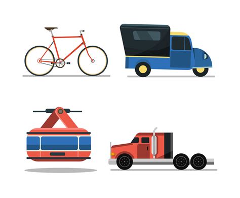 Transportation Clipart Set In White Background Vector Art & Graphics | freevector.com