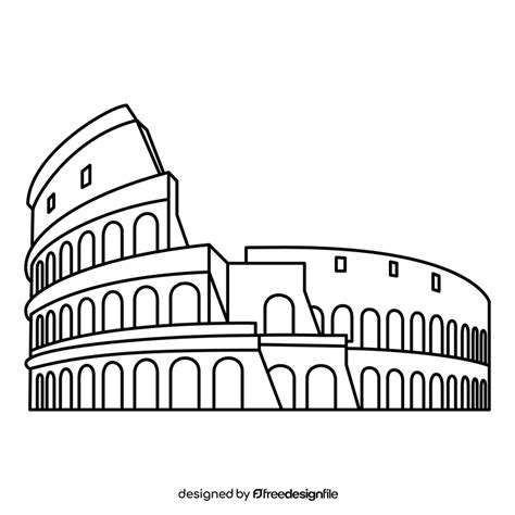 Colosseum black and white clipart vector free download