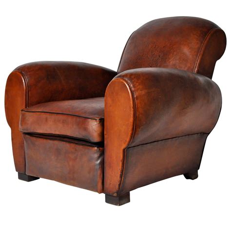 Vintage French Leather Club Chair at 1stdibs