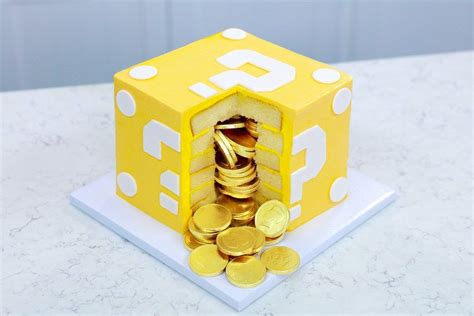 Mario Question Block Surprise Cake | Mario birthday cake, Mario cake, Super mario cake