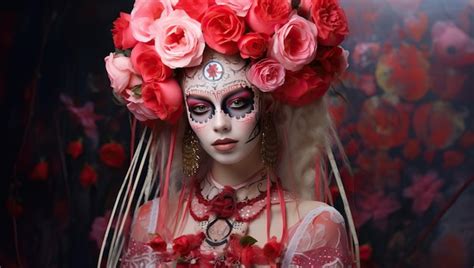 Premium Photo | Portrait of a beautiful girl with sugar skull makeup ...