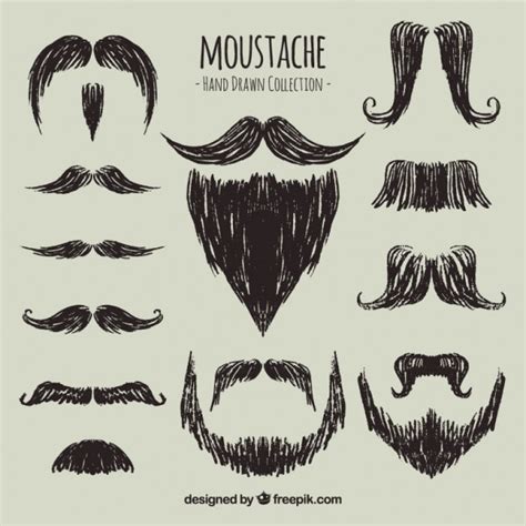 Free Vector | Stylish hand drawn mustaches