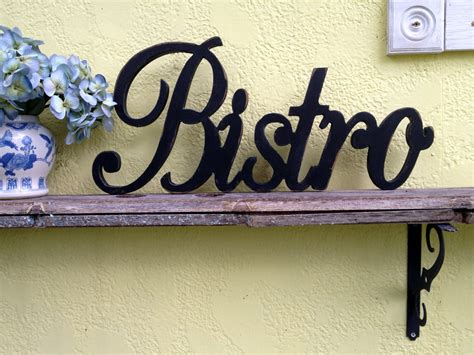 large wood kitchen sign. Bistro Sign Carved Wood Plaque.