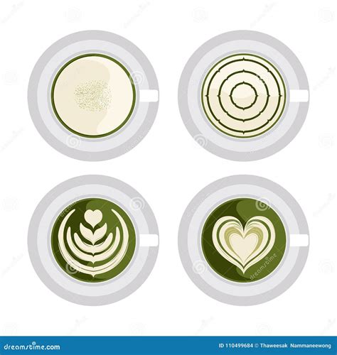 Cup of Matcha with Latte Art Stock Vector - Illustration of japan, breakfast: 110499684