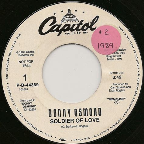 Donny Osmond - Soldier Of Love (1989, Vinyl) | Discogs