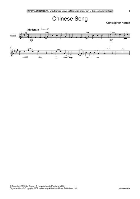 Chinese Song | Sheet Music Direct