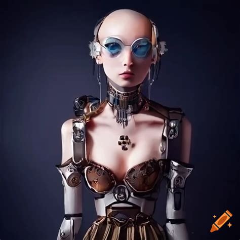 Anime robots in steampunk style with beautiful face on Craiyon