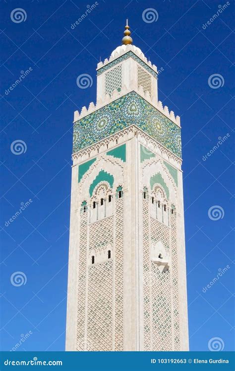 Hassan II Mosque, Detail of Minaret Stock Image - Image of arabic, culture: 103192663