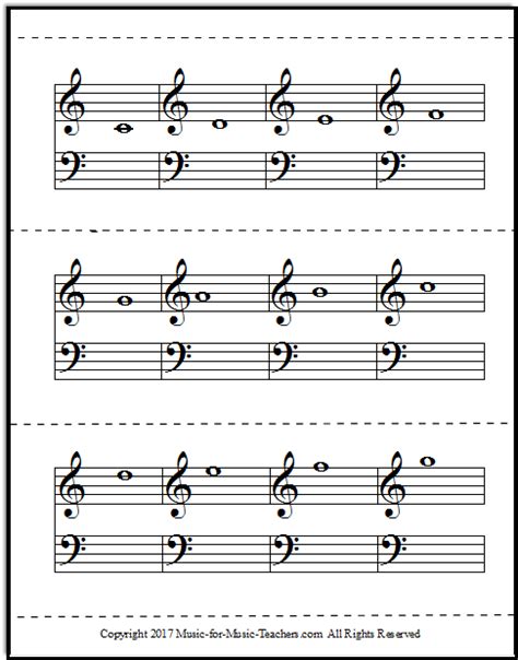 Flashcards for Music Notes with Easy-to-Cut Lines