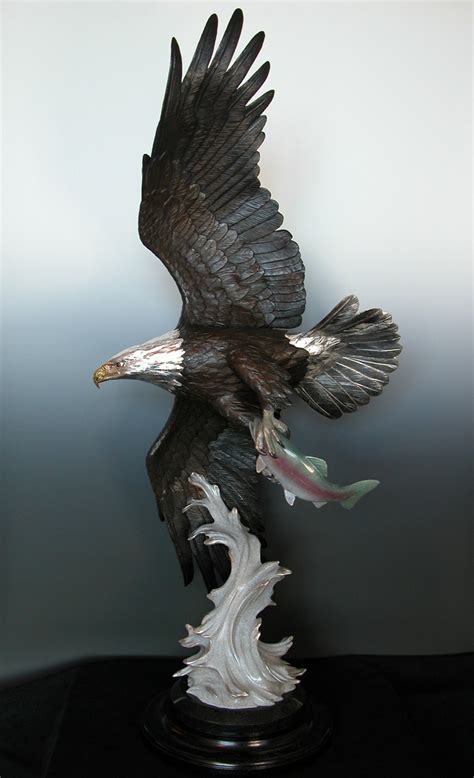 Waves of Success - Bronze Bald Eagle Sculpture by Mike Curtis