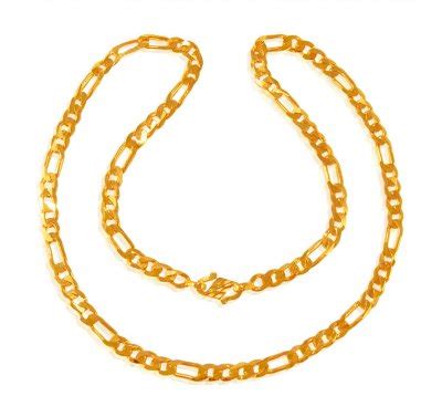 22 Karat Gold Chain - chpl23694 - 22Kt Gold Figaro chain is designed with fine machine cut work ...