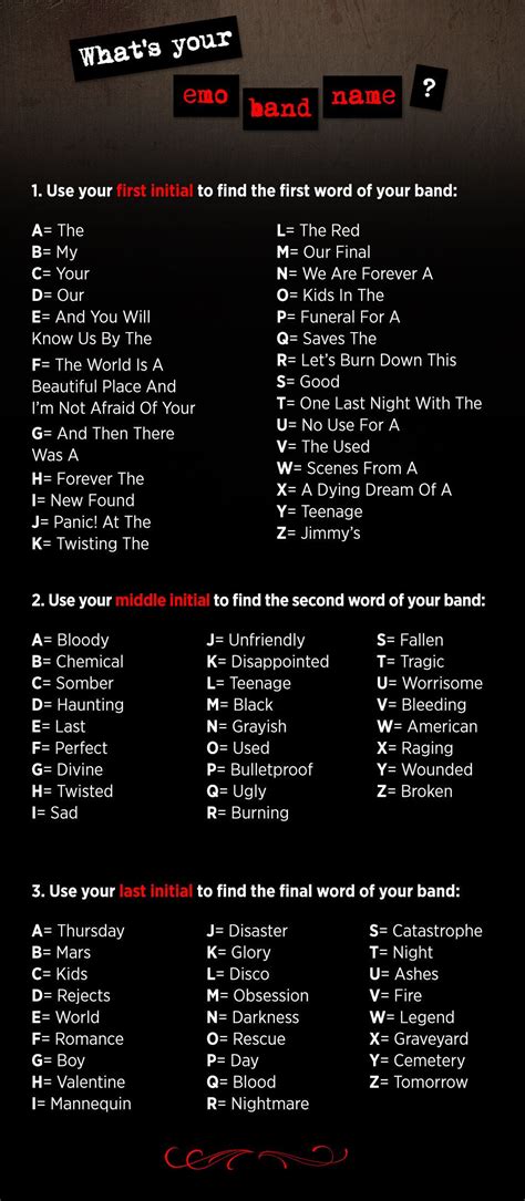 The Official Emo Band Name Generator | Band name generator, Emo bands, Name generator