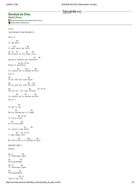BONDAD DE DIOS, Bethel Music - Acordes | PDF