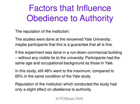 PPT - Factors that Influence Obedience to Authority PowerPoint Presentation - ID:315851