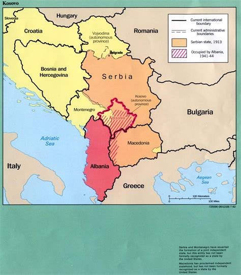 Map of Kosovo 1913-1992