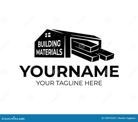 Building Materials On Storage Or Storehouse, Logo Design. Construction, Sawmill And Building ...