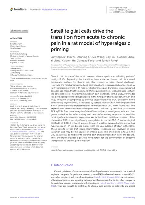 (PDF) Satellite glial cells drive the transition from acute to chronic ...