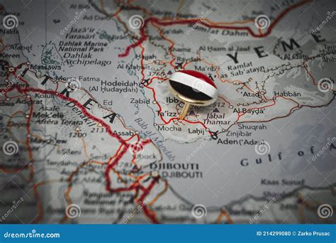 Taiz Pinned on a Map with Flag of Yemen Stock Photo - Image of border, guide: 214299080