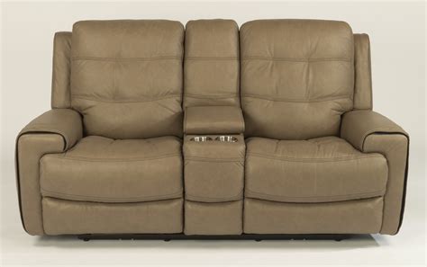 Wicklow Leather Power Reclining Loveseat with Console and Power ...
