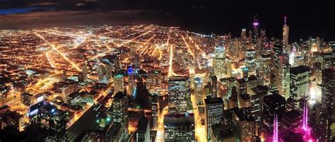 Premium Photo | Chicago night view panorama