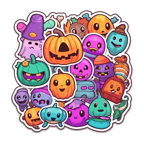 Premium Vector | Colorful halloween kawaii sticker