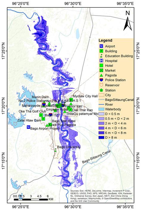 Flood hazard map for 100-year return period. | Download Scientific Diagram