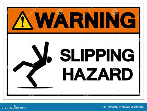 Warning Slipping Hazard Symbol, Vector Illustration, Isolated on White ...